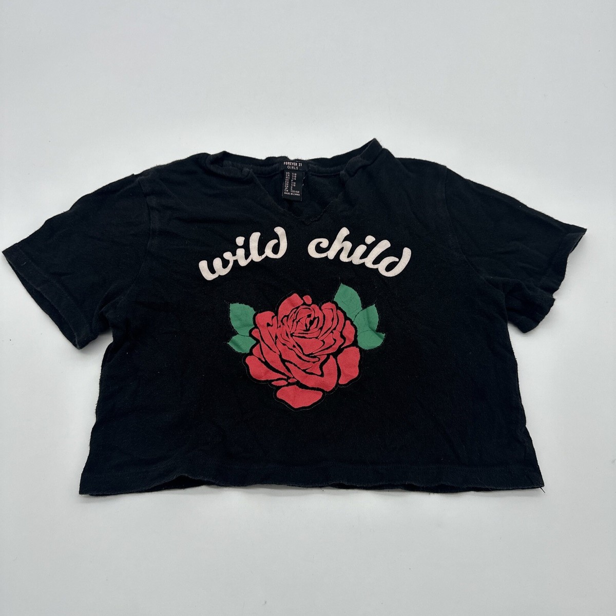 Forever 21 T Shirt Crop Top Girls 7/8 Small Graphic Print