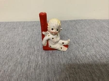 Vintage Porcelain Lipper & Mann Noel Angels Christmas Candle Holders Letter L