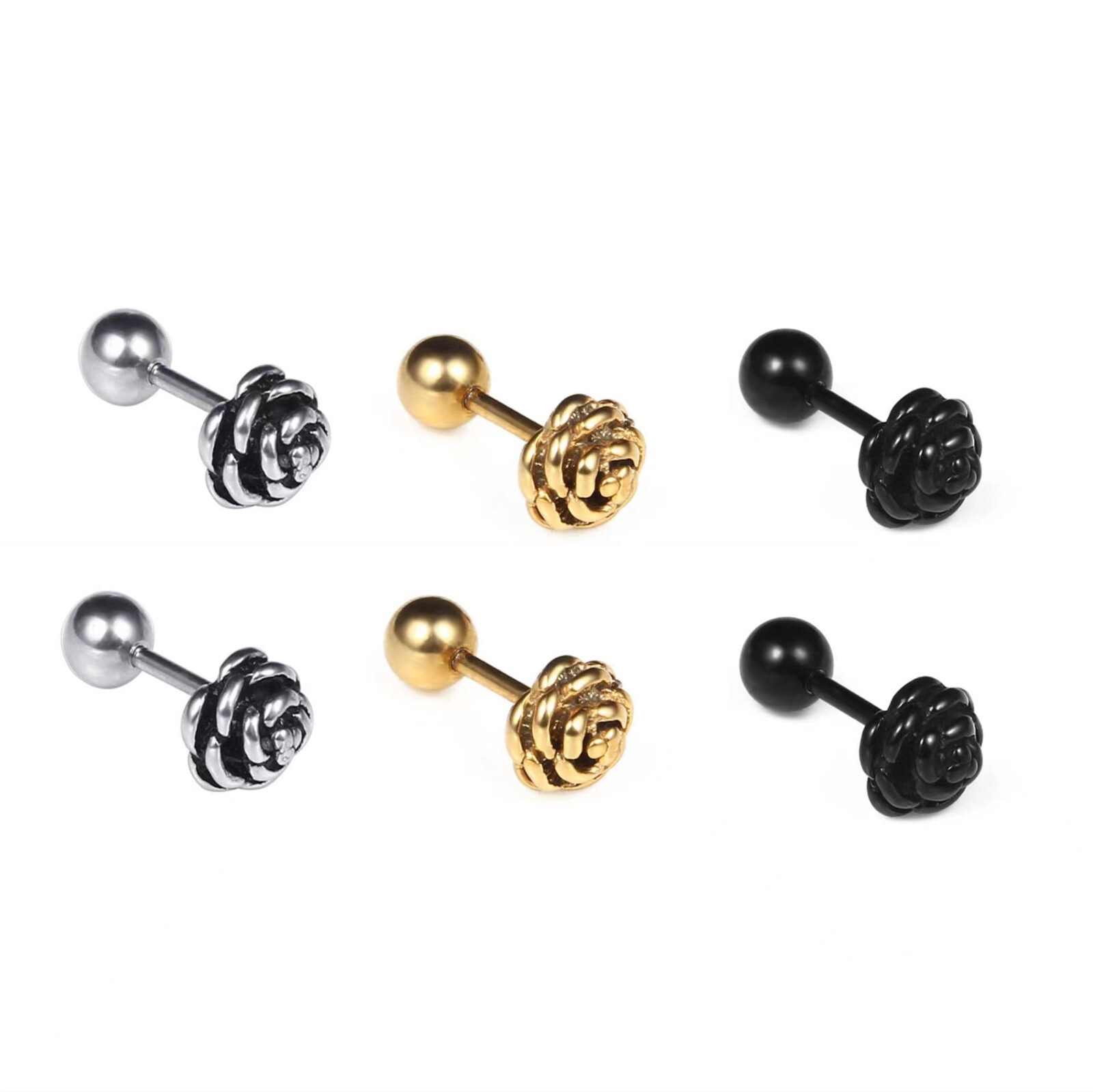 men-women-small-rose-screw-back-stud-earrings-punk-rock-jewelry
