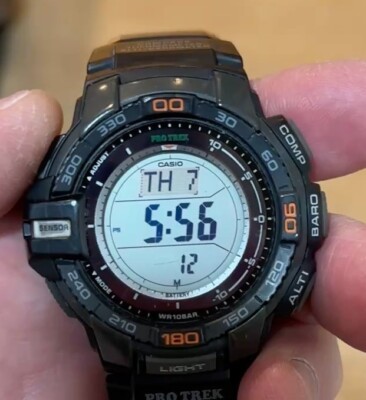 Casio Pro Tek Outdoorsman Watch Men 52mm Black 3415 PRG-270, Tested! works