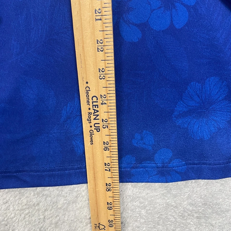 Camisa Donald Ross Para Hombre Grande Azul Floral Rendimiento Hawaiano Cuarto Cremallera Logo Foto 4 de 4