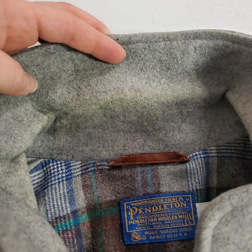Vintage Pendleton Mens Wool Flight Bomber Jacket Size L Gray Workwear Utility - Picture 7 of 11