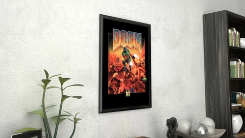 Doom Framed Canvas Giclee Retro Video Game Poster