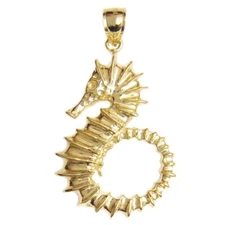 New 14k Yellow Gold Seahorse Pendant