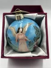 Old World Christmas Ornament 3" Guardian Angel Hand Painted Inside Art