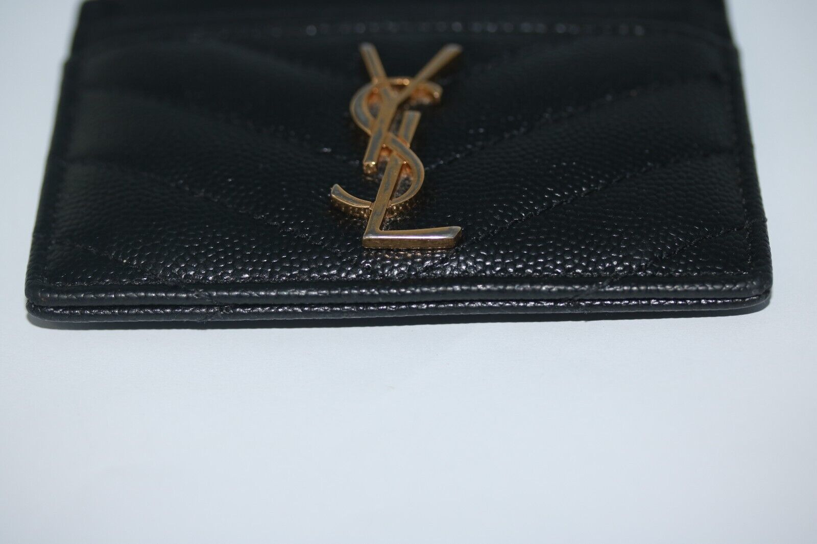 Saint Laurent YSL Black Grained Leather Cassandre Matelasse Card