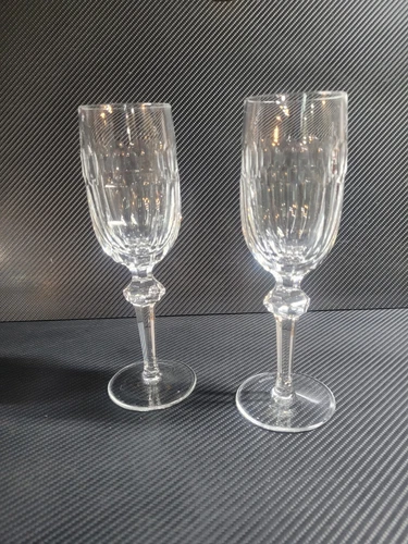 Pair of Waterford Crystal  Champagne Stem Goblet  Vintage Estate 2x Glasses.