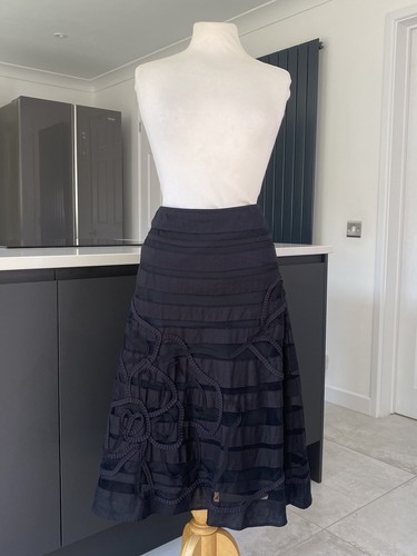 Per Una Size 10 Black Mesh Mix Applique A-line Skirt Marks and Spencer Formal - Picture 7 of 14