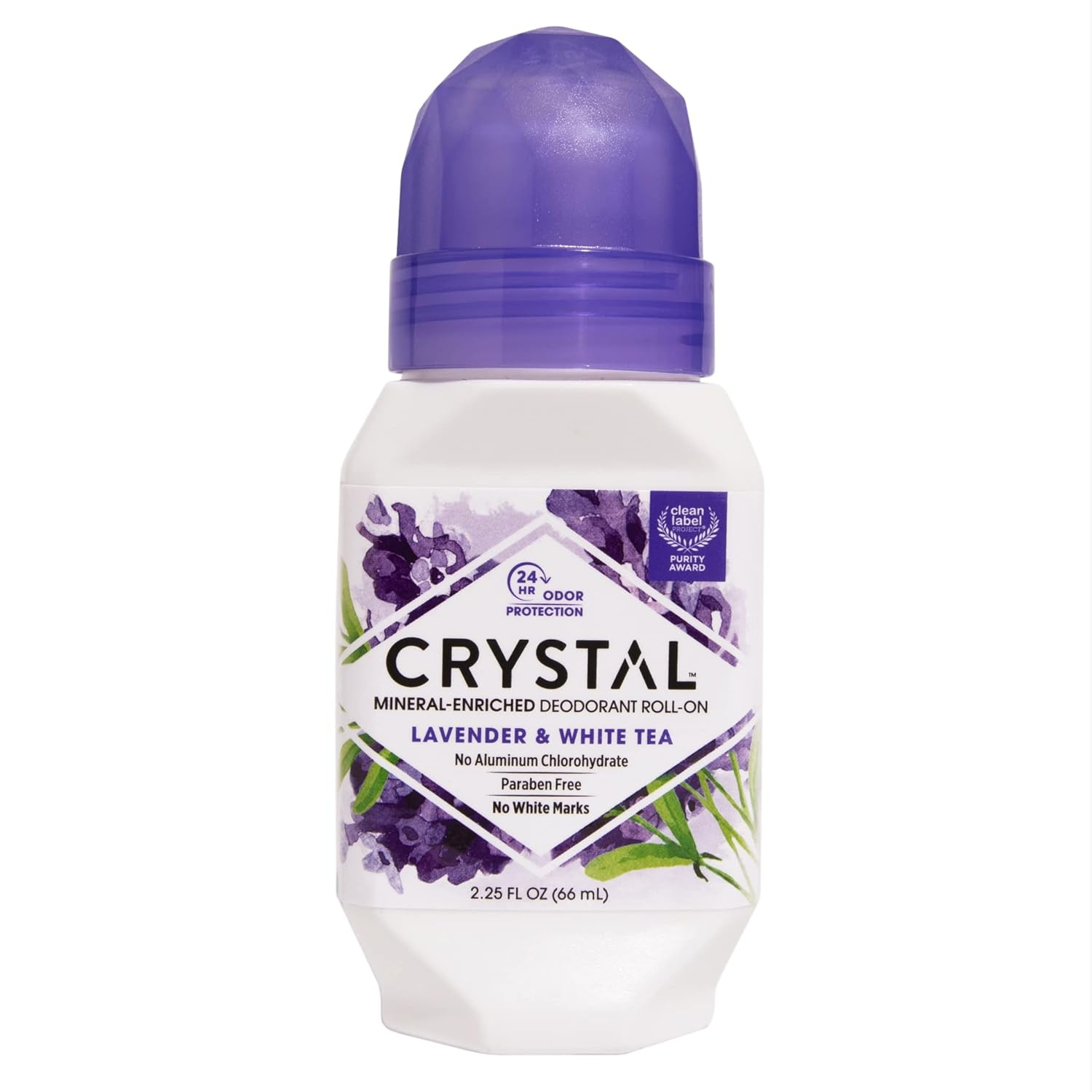 Crystal Mineral Deodorant Roll-On, Lavender & White Tea, Purple, 2.25 Fl Oz....