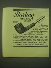 1942 Barling Pipe Ad - Barling Pipe Craft