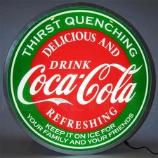 Neonetics 7CCGRN Backlit LED Lighted Round Sign Coca-Cola Evergreen 15 Diameter