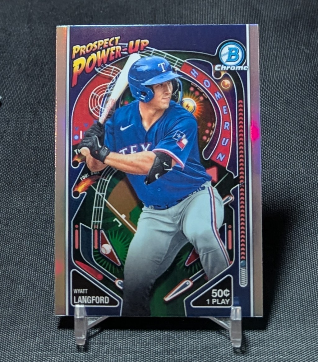 Wyatt Langford Chrome Prospect Power Up Rookie RC 2024 Bowman Card #PP-3 Rangers