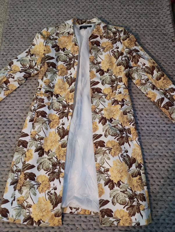 Long Kasper Jacket Yellow Flowers Size 10