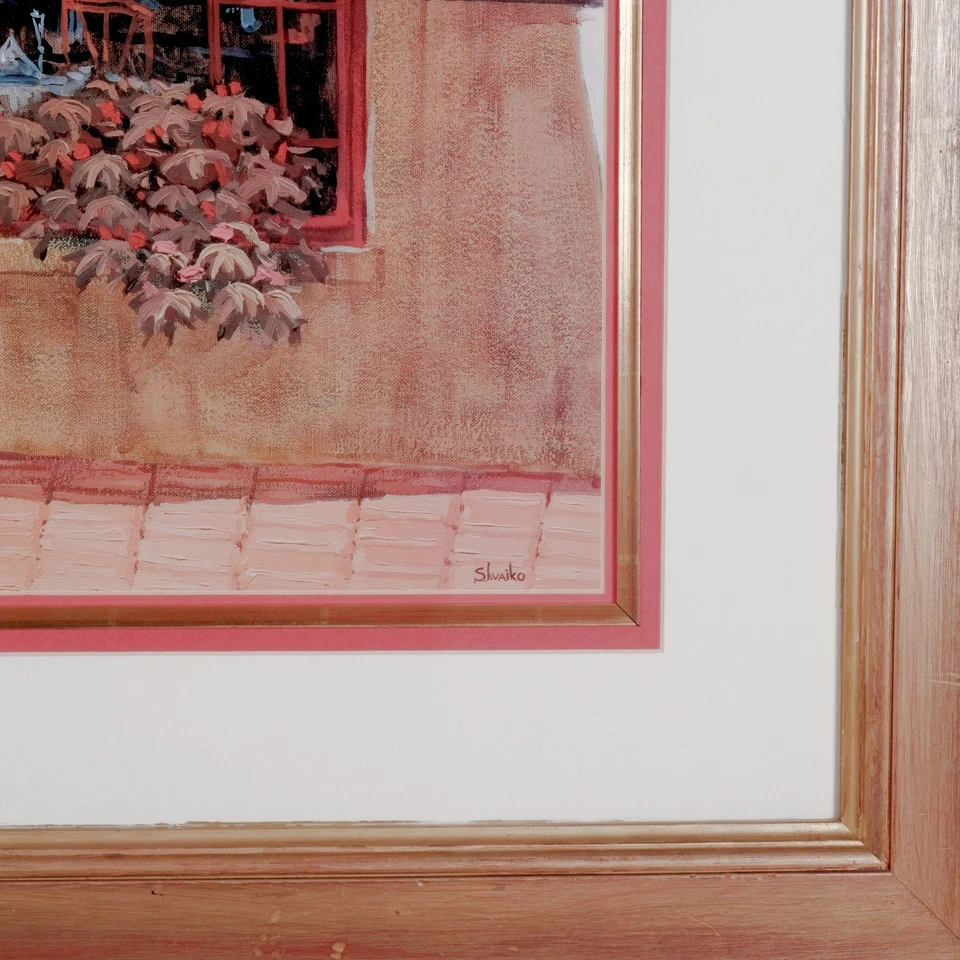 Viktor Shvaiko "Red Door" Screen Print France on Canvas Gilded Wooden Frame VG+ - Image 3 of 4