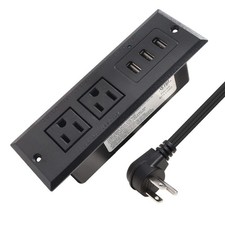 Desk Power Strip with USB Recessed Mounted Desktop Power Outlet 2 Outlets 3 U...