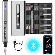 AM Mini Engraving Pen, Cordless Rotary Tool with 36 Bits, Aluminum Case, Blue...