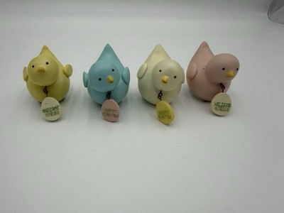 Vintage Lot Of 4 Mini Easter Themed Birds With Quotes