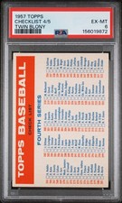 1957 Topps Checklist Series 4/5 - Twin Big Blony ad - PSA EX-MT 6