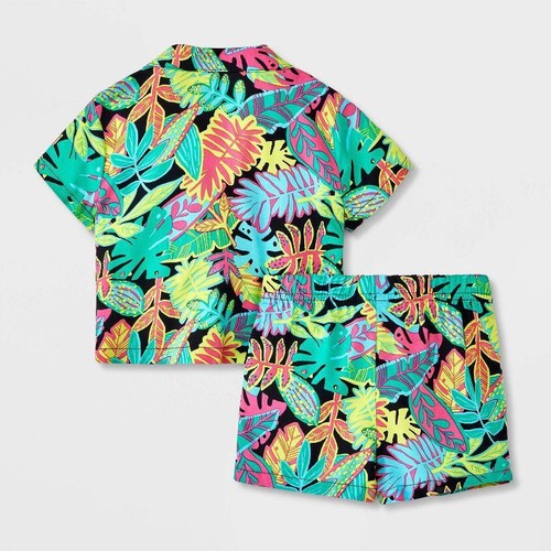 NEW NWT Choose Sz Infant Boys Colorful Tropical Print Shirt & Shorts 2 Pc Set - Picture 3 of 5