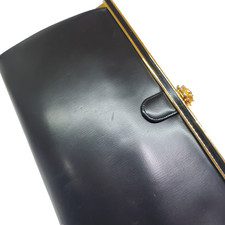 Bienen Davis Black Leather Clutch Bag Handbag Calfskin Inner Change Purse VTG