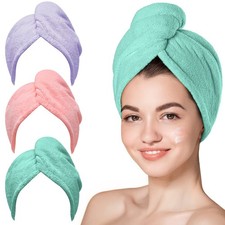 Microfiber Hair Towel, 3 Packs Hair Turbans for Wet Hair, Drying Hair Wrap To...
