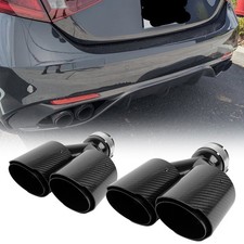 For Alfa Romeo Giulia Exhaust Tip Pipe 3" in to Dual 4" Out Muffler Carbon Fiber