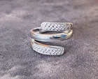 Vintage Sterling & CZ Wedding Band / Wrap Ring / Art Deco Style SIlver 925