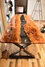 48x24 Stunning Clear Epoxy Resin Dining Table Top, Wooden Furniture Top