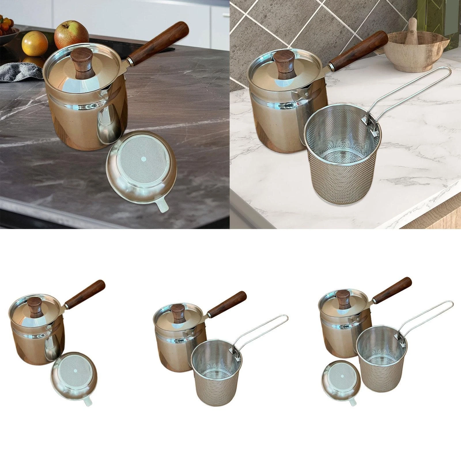 Oil Storage Container Multifunctional with Handle and Lid Oil Strainer Pot for