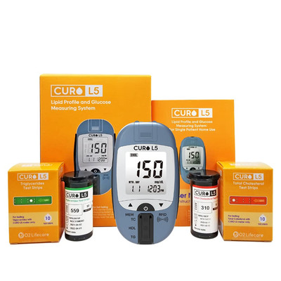 Quick Home Blood Total Cholesterol and Triglycerides Test Kit - CURO L5 Digital