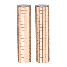 1200 Pcs 5 x 5 mm Square Glass Self-Adhesive Mirror Mosaic Tiles, Rose Gold