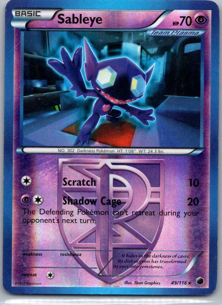 Pokemon TCG Sableye 49/116 Plasma Freeze Rev Holo LP