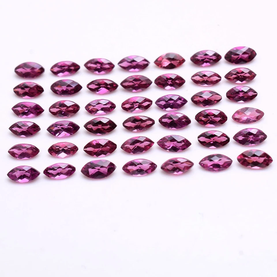 35 Pcs Natural Rhodolite Garnet Top Quality Marquise Checker Cut Gemtones Lot - Image 3 of 4