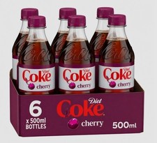 Diet Coke Cherry 500ml Bottles – Pack of 6  – Discontinued Flavor Limited Stock