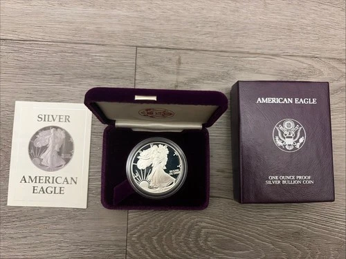 1987 US Proof Silver Eagle - 1 oz .999 Fine Silver Coin BOX & COA