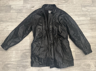 Vintage Wilson s Pelle Studio XLT Black Leather Trench Coat Thinsulate 3M Liner