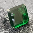 Vintage Sterling Silver Ring With Large Green CZ Stone Size 7.75  Statement