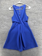 Express Dress Womens 2 Blue V-Neck Sleeveless Pleated Lined
