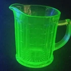Hazel Atlas Uranium Green Block Depression Glass Pitcher