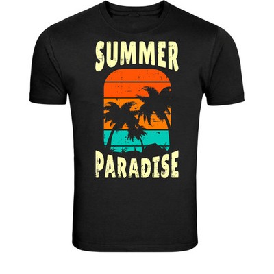 Summer Paradise T-Shirt - Retro Tropical Palm Trees Sunset Beach