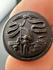 Antique SCOVILL MFG Co WATERBURY IOWA STATE SEAL COAT BUTTON