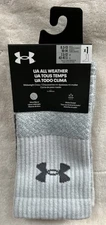 Under Armour Men's All Weather Wool Blend Crew Socks Sz Large 8.5-13 Light Grey