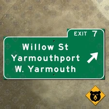 Massachusetts US 6 Mid-Cape Highway exit 7 road sign West Yarmouth Port 16x8
