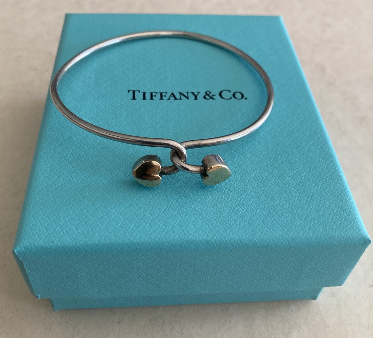 Authentic Tiffany co 925 sterling silver 18k Gold 750 Hearts