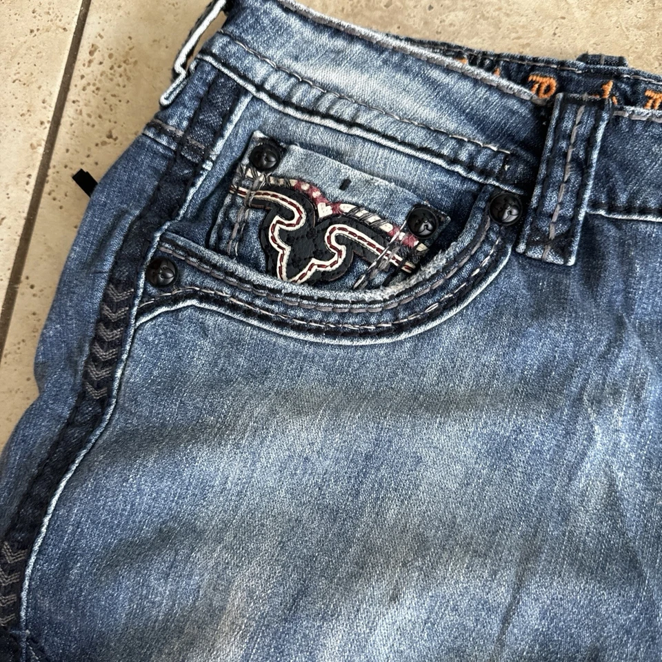 Rock Revival Biker Tapered Leg Jeans Men’s Size 38“Montell” Blue - Image 3 of 4