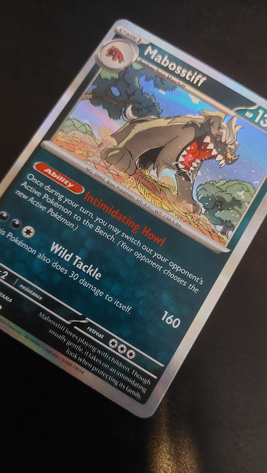 Mabosstiff 63/91 Holographic Pokemon card