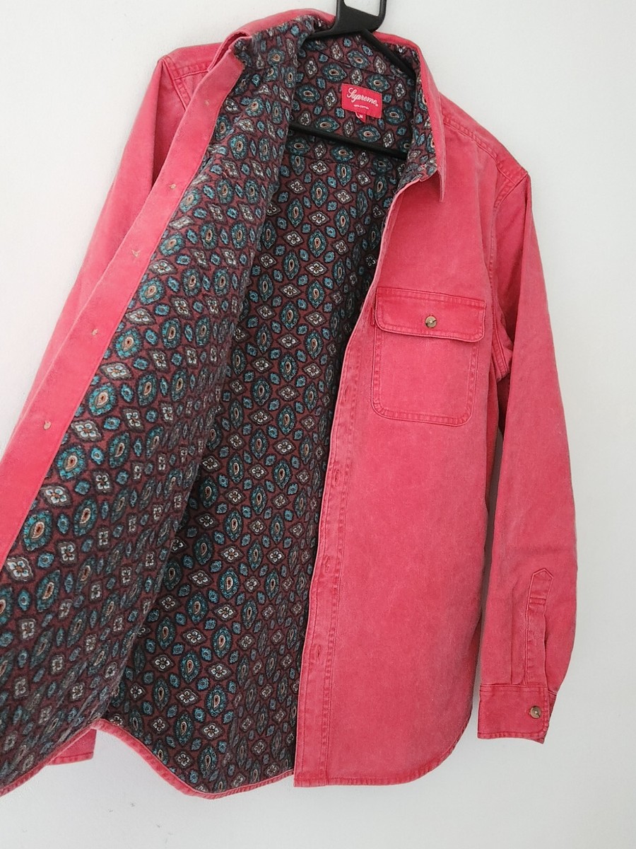 FW15 Supreme Flannel Lined Twill Shirt Size M Medium Paisley FW15 Supreme Flannel Lined Twill Shirt Size M Medium Paisley