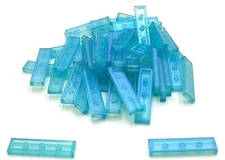 Lego 50 New Satin Trans-Light Blue Tiles 1 x 4 Flat Smooth Transparent Sparkle