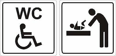 EASYDRUCK24.DE 2 Aufkleber "Behinderten WC / Wickelraum", Türschilder, WC-Schild, je 9x9cm