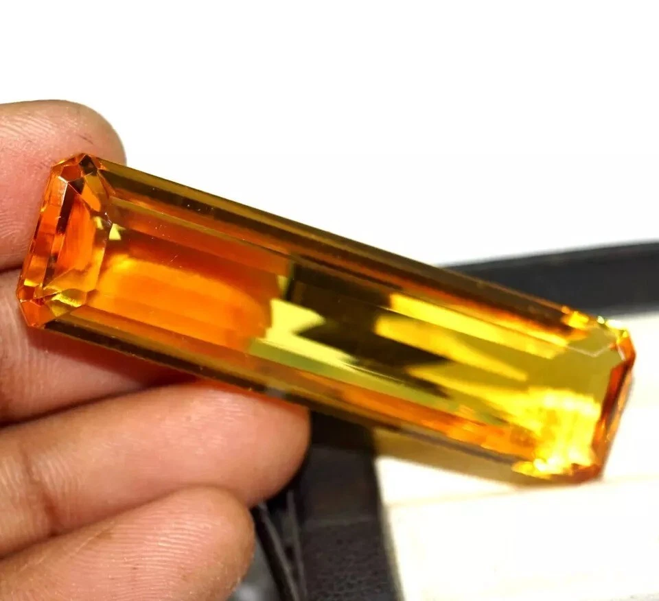 Piedra preciosa suelta corte esmeralda topacio amarillo brasileño natural certificado 90+ quilates Foto 2 de 4